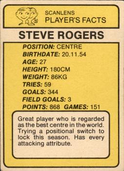 1981 Scanlens #70 Steve Rogers Back